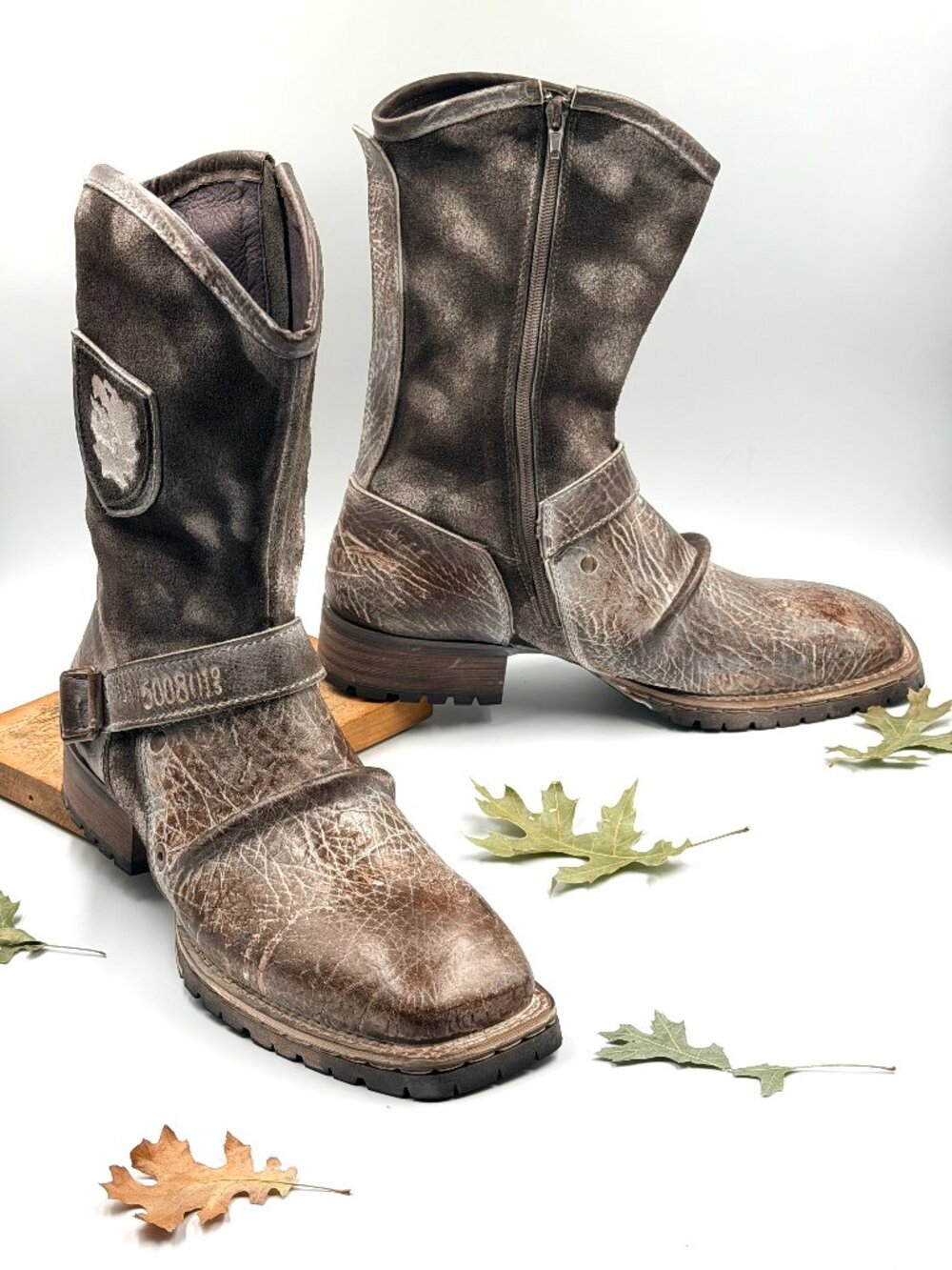 Otto Distressed Brown Grey Moto Boots